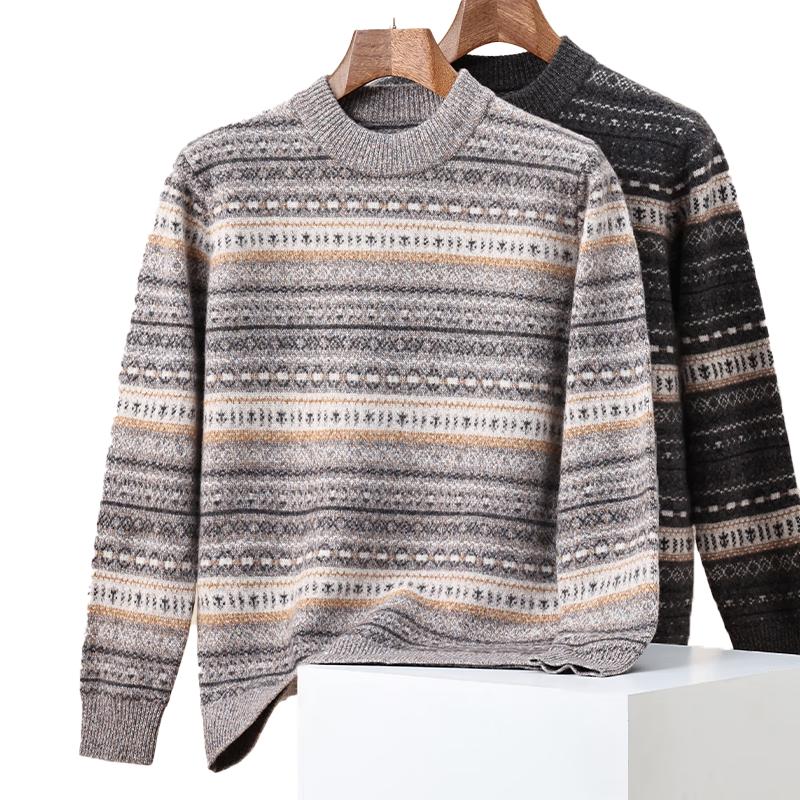 

ROMON Men s Heavyweight 100% Wool Jacquard Sweater 3XL