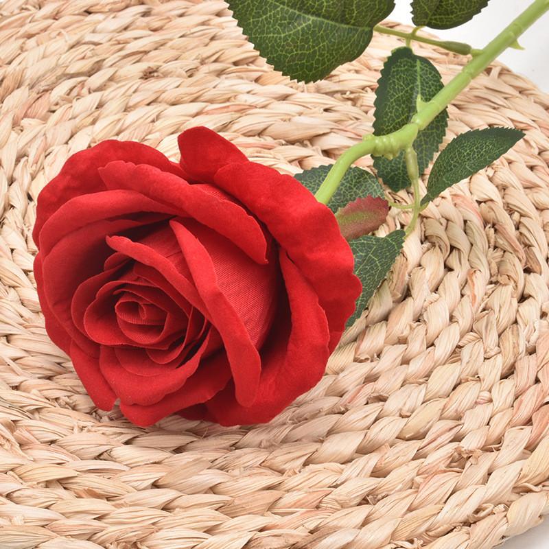Velvet Big Single Rose Simulation Flower For Photography Props And Decor Home