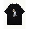 Oversized T Shirt Black Death Reaper Anime Character Print For Casual Wear And Street Style