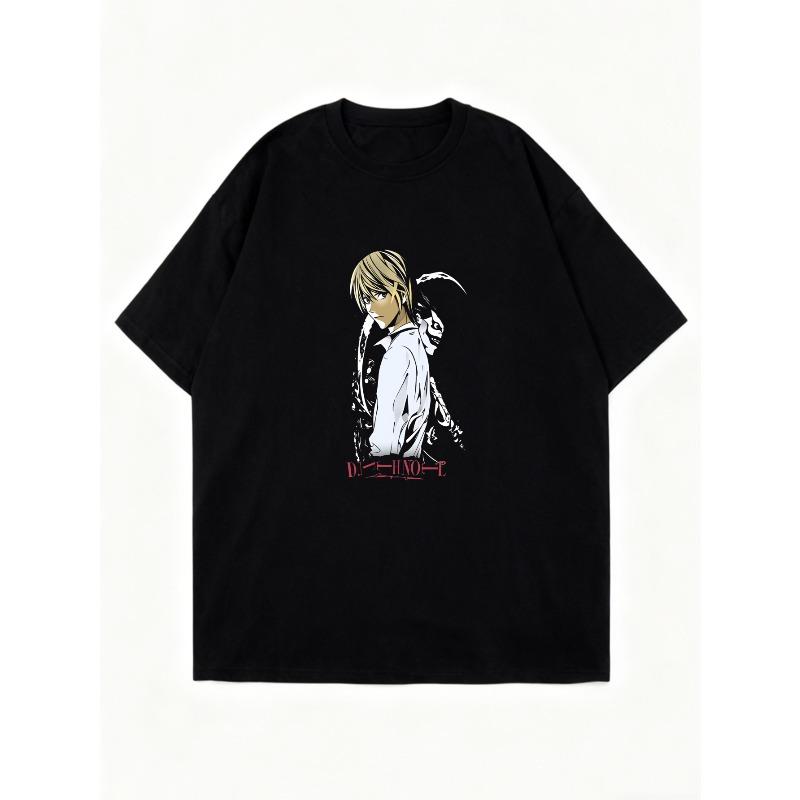 Oversized T Shirt Black Death Reaper Anime Character Print For Casual Wear And Street Style