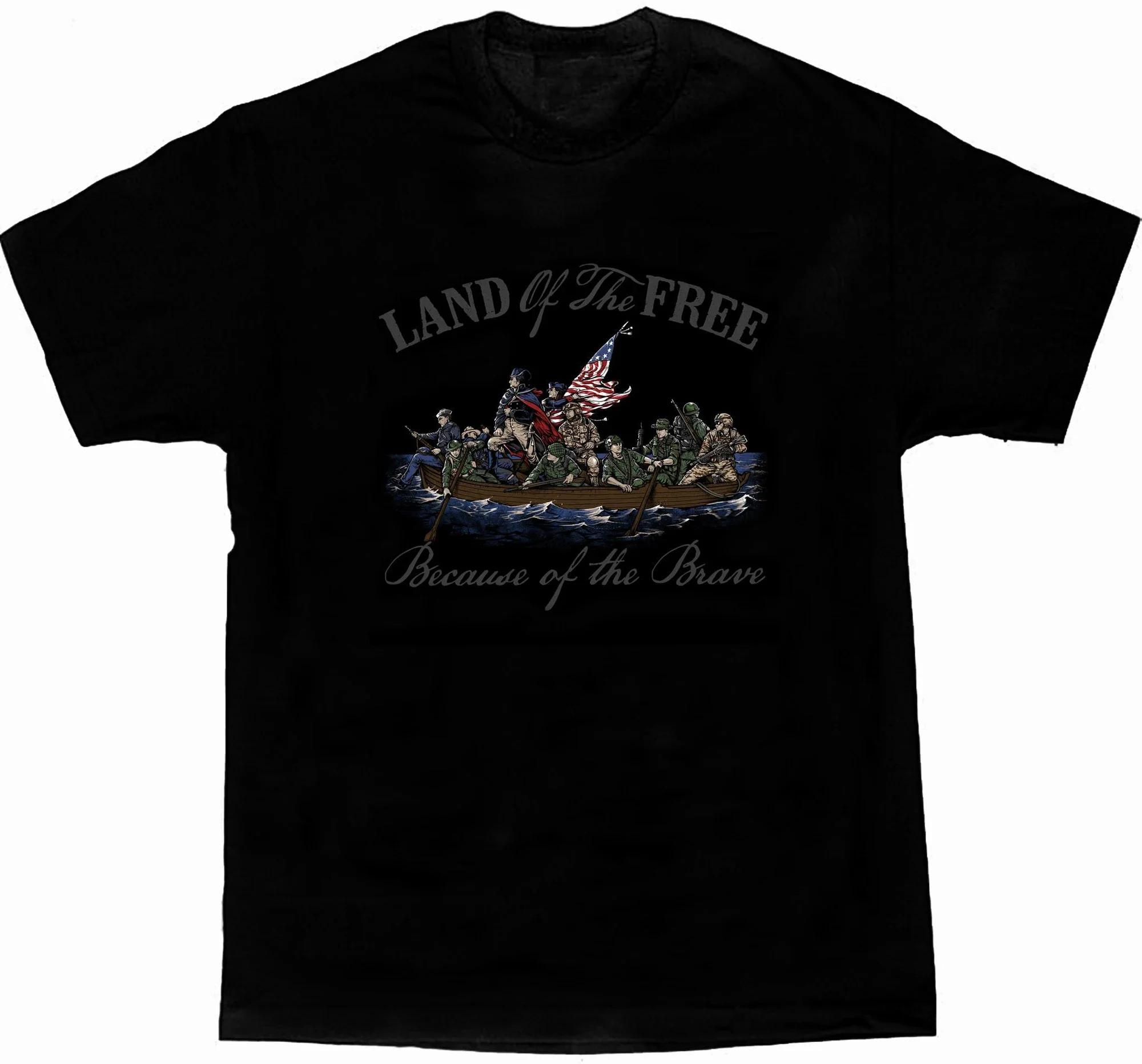 Земля Свободных Благодаря Храбрым Вооруженные Силы США Футболка 100% Хлопок Круглый Вырез Короткий Рукав Повседневная Мужская Футболка Размер S3XL S