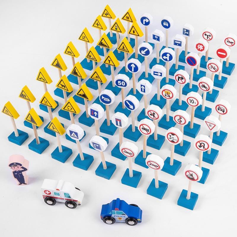 Children's Traffic Signs and Road Barrier Toy Set