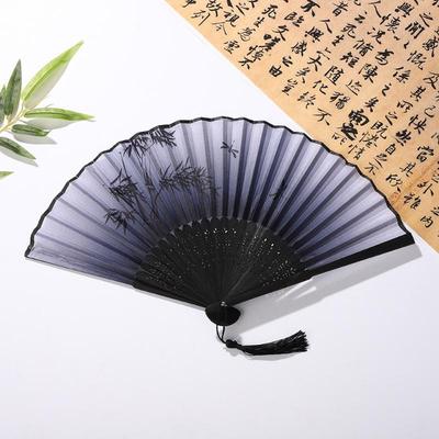 Evantai Portabil de Mână Pliabil Stil Chinezesc Recuzită Dans Evantai Retro cu Scoică Femeie Bărbați Lemn de Bambus Mătase Floare Evantai Pliabil