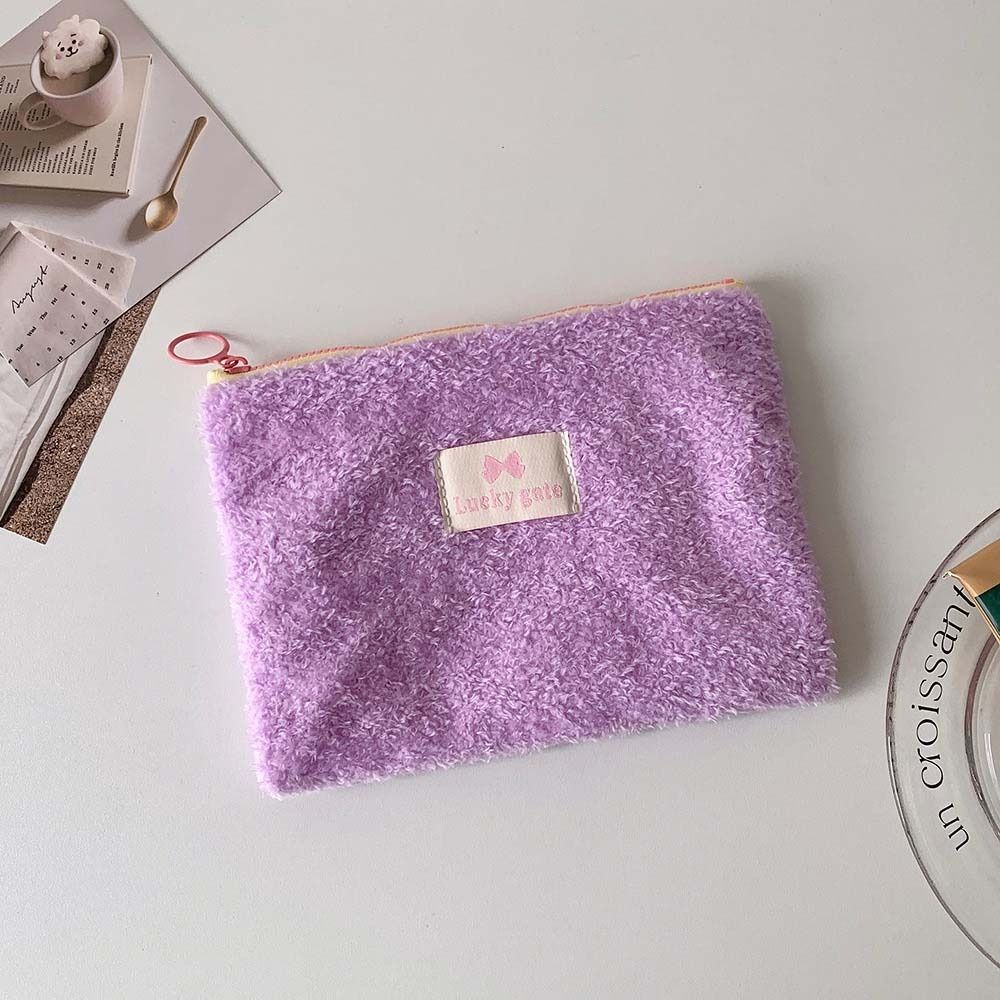 Bolsa de pelúcia para guardar joias, estojo para lápis de grande capacidade, para meninas/meninos