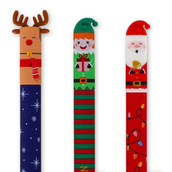 Erasable Pen Set Christmas Theme Pen Santa Reindeer Elf Design Smooth Writing Pens Stationery Supplies for Students Teachers
