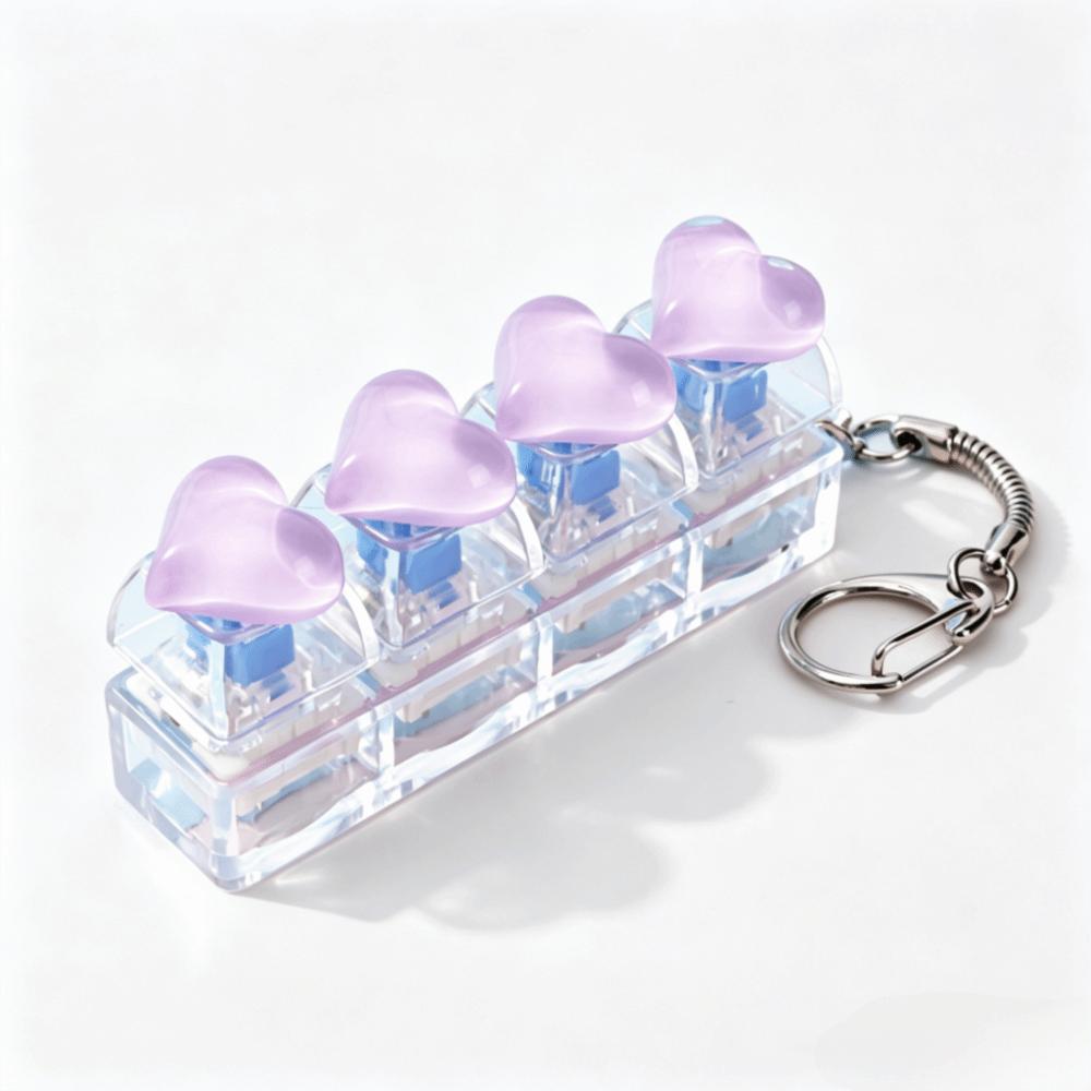 Heart Heart Keycap Fidget Keychain Crystal Clicker Button Keycap Keychain Adults