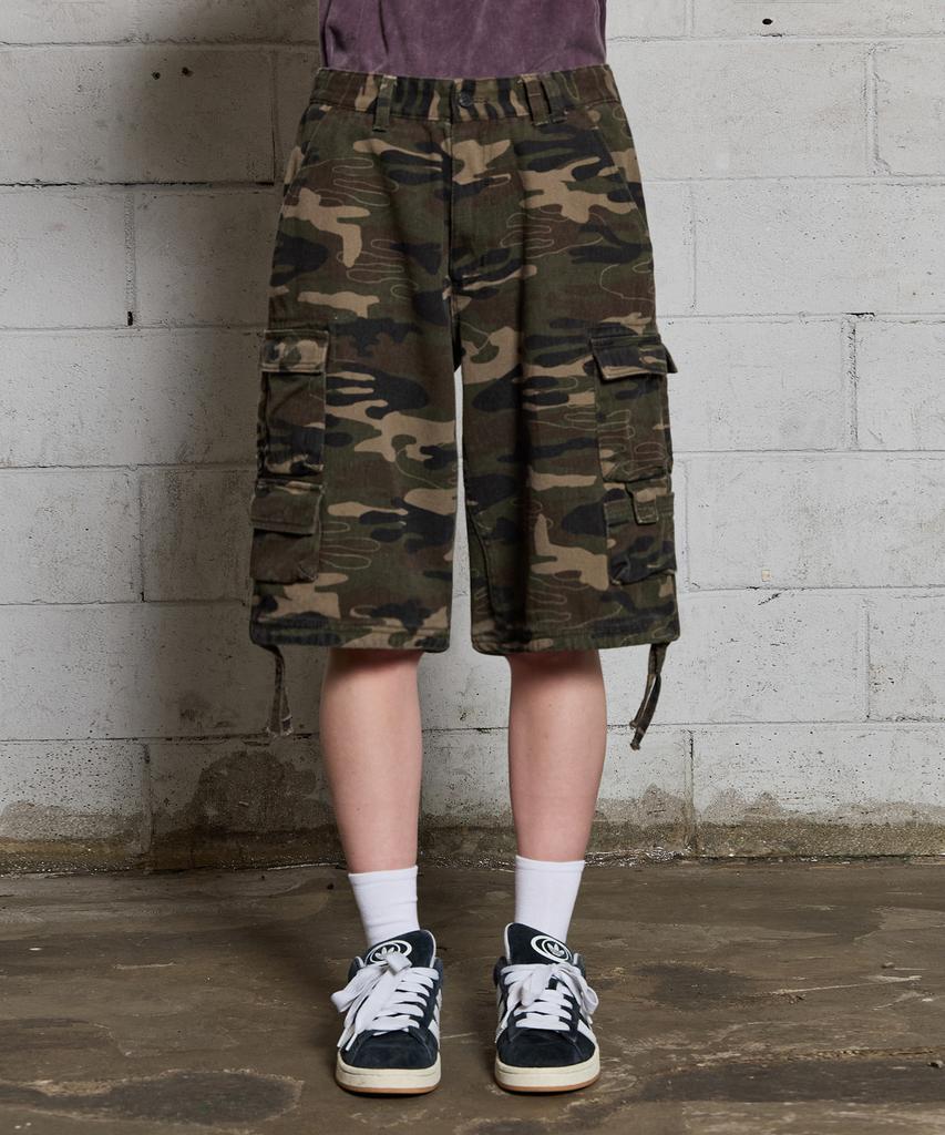HOODHOOD Camo Bermuda Cargo Denim Pants Khaki