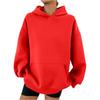 Women's Hooded Long Sleeve Sweatshirt Loose Fit Streetwear Solid Color Pullover Hoodie