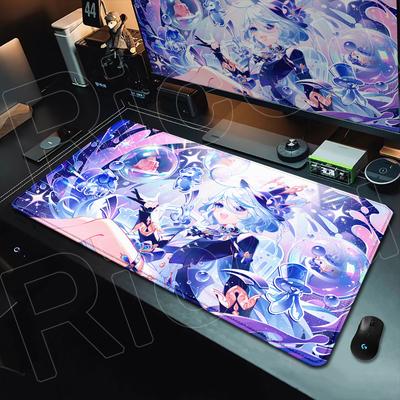Anime Girls Mouse Pad Large Computer Office Gaming Accessories Genshin Impact Lock Edge Rubber Table Furina Speed Gamer Keyboard