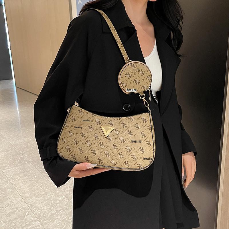 Nová crossbody taška ve tvaru půlměsíce pro matku a dítě - Elegantní dámská taška přes rameno s evropským a americkým květinovým designem