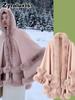 Women's Oversized Wool Shawl Wrap with Sleeves Ethnic Capelet with Kimono Cardigan