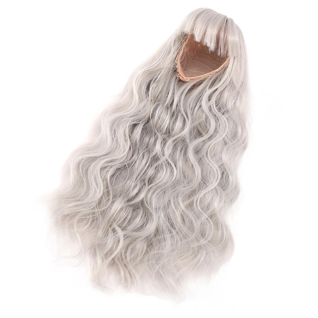 Long Curly Doll Wig Straight Bang Long Doll Hair DIY Smoothly Doll Replacement Wig for 7.3‑8.3in Head Circumference Doll