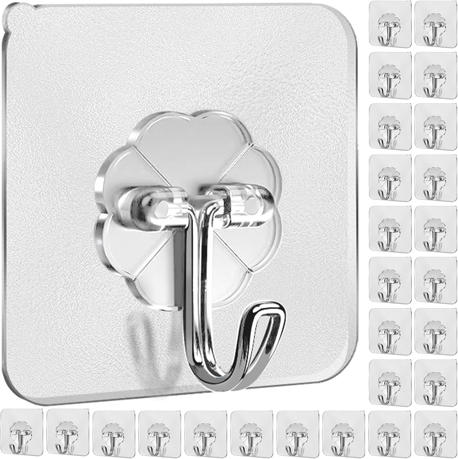 

Self-Adhesive PVC Stainless Steel Transparent Multi-Purpose Wall Holder Door Rack Bathroom Storage Organizer Home Kitchen Hooks 2 pcs
