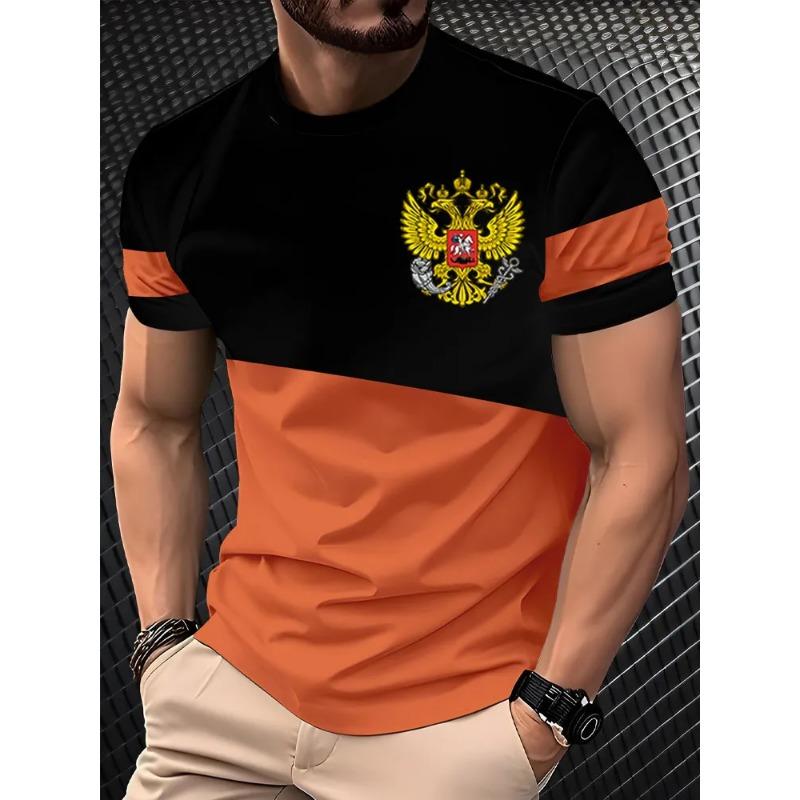 Summer New Men's Contrasting Color Splicing Short-sleeved Top Trendy Fashion Urban Street Casual T-shirt