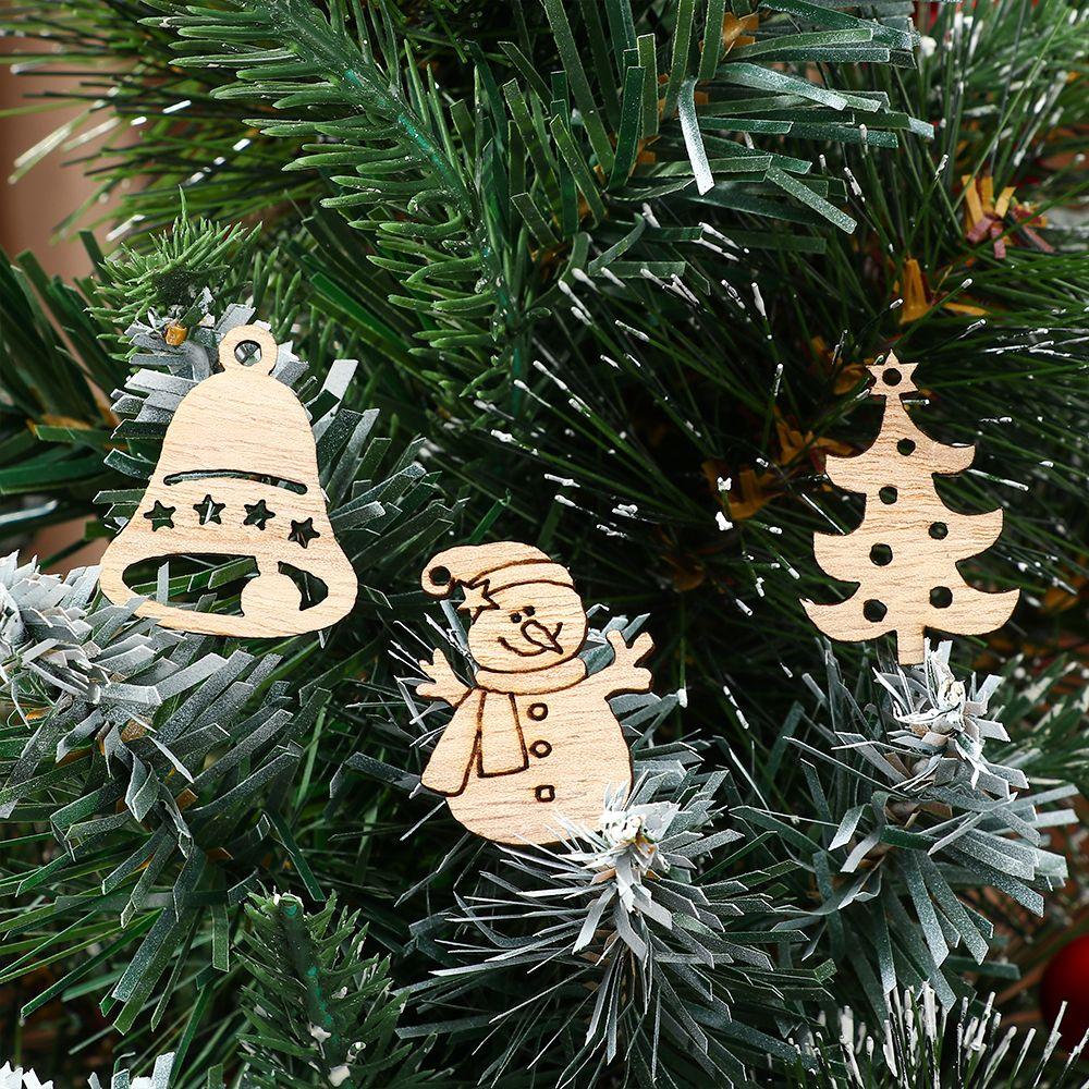 Wood Chip Xmas Tree Hanging Ornament Christmas Party Decorations Snowman Snowflake Gift Decor