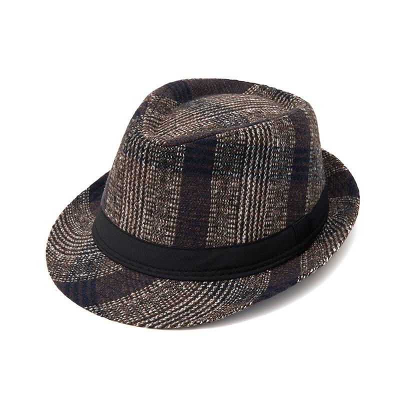 

Осень Зима Клетчатая Маленькая Цилиндр Шляпа для Мужчин Среднего Возраста Британская Ретро Джазовая Шляпа Солнцезащитная Шляпа Шляпа для Сценических Выступлений кофейный