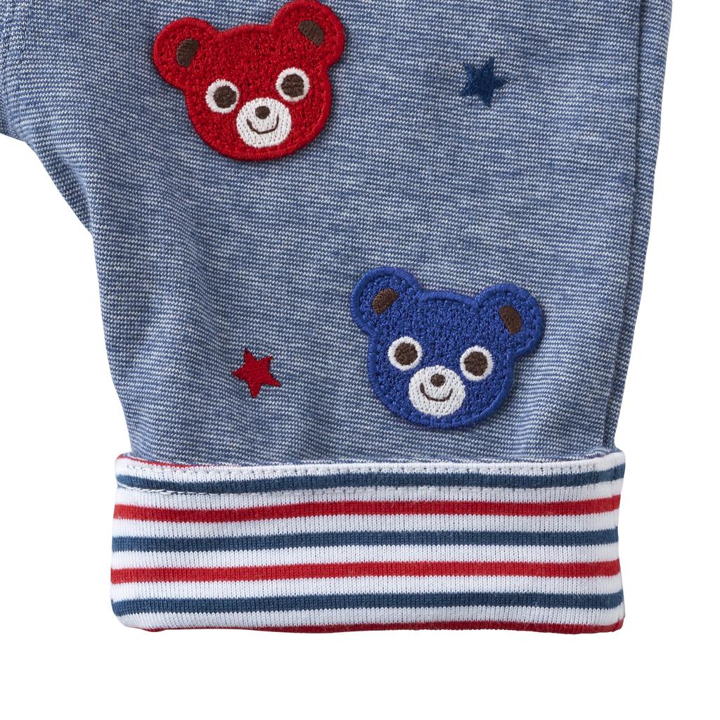 length navy blue [MIKI HOUSE] Pants, 3/4 pants, stretch, bear, boys, girls, babies, kids, children's clothing, 10-3214-685, 90cm,