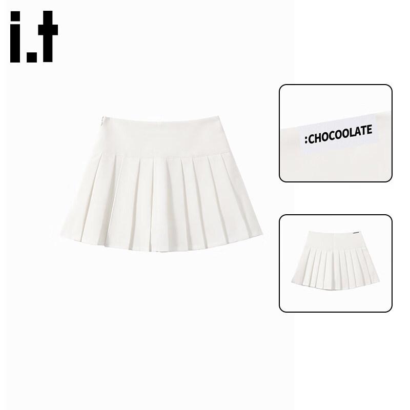 :CHOCOOLATEit Women s High Waist Pleated A-Line Short Skirt L