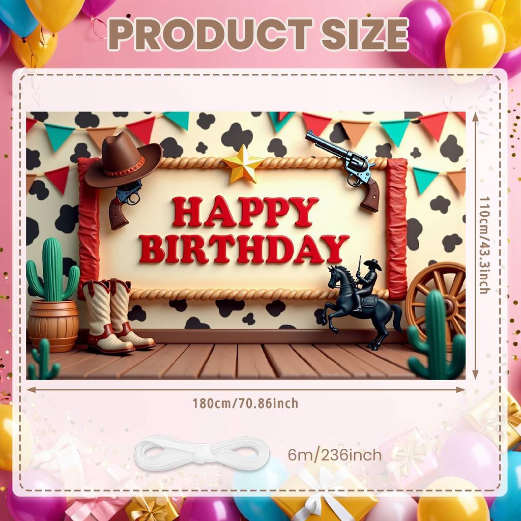 Rodeo Birthday Banner Cowboy Riding  Rodeo Party Display Wild West Birthday Banner Gold Star Embellishment