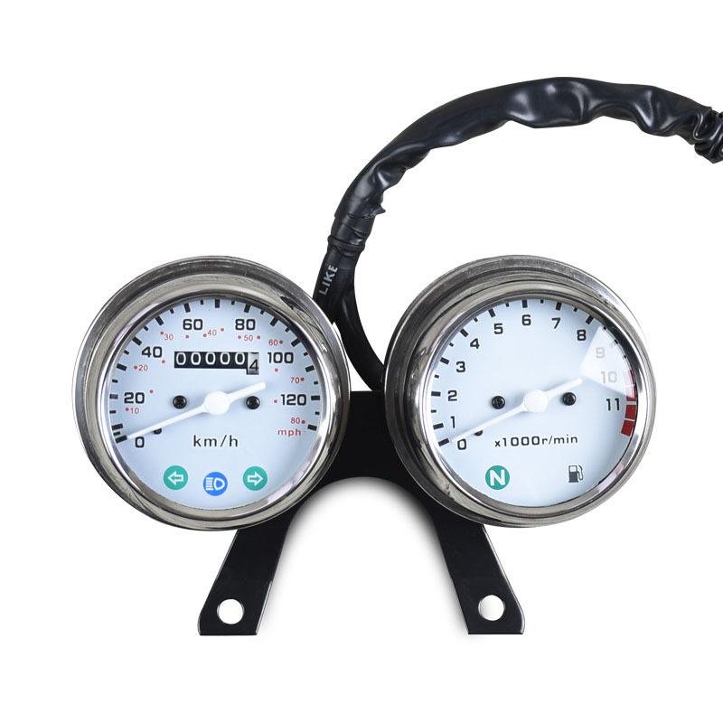 12V Vergaser-Stil Doppelköpfe Universell Motorrad Mechanischer Kilometerzähler Hohe Qualität Tachometer und Motordrehzahlmesser