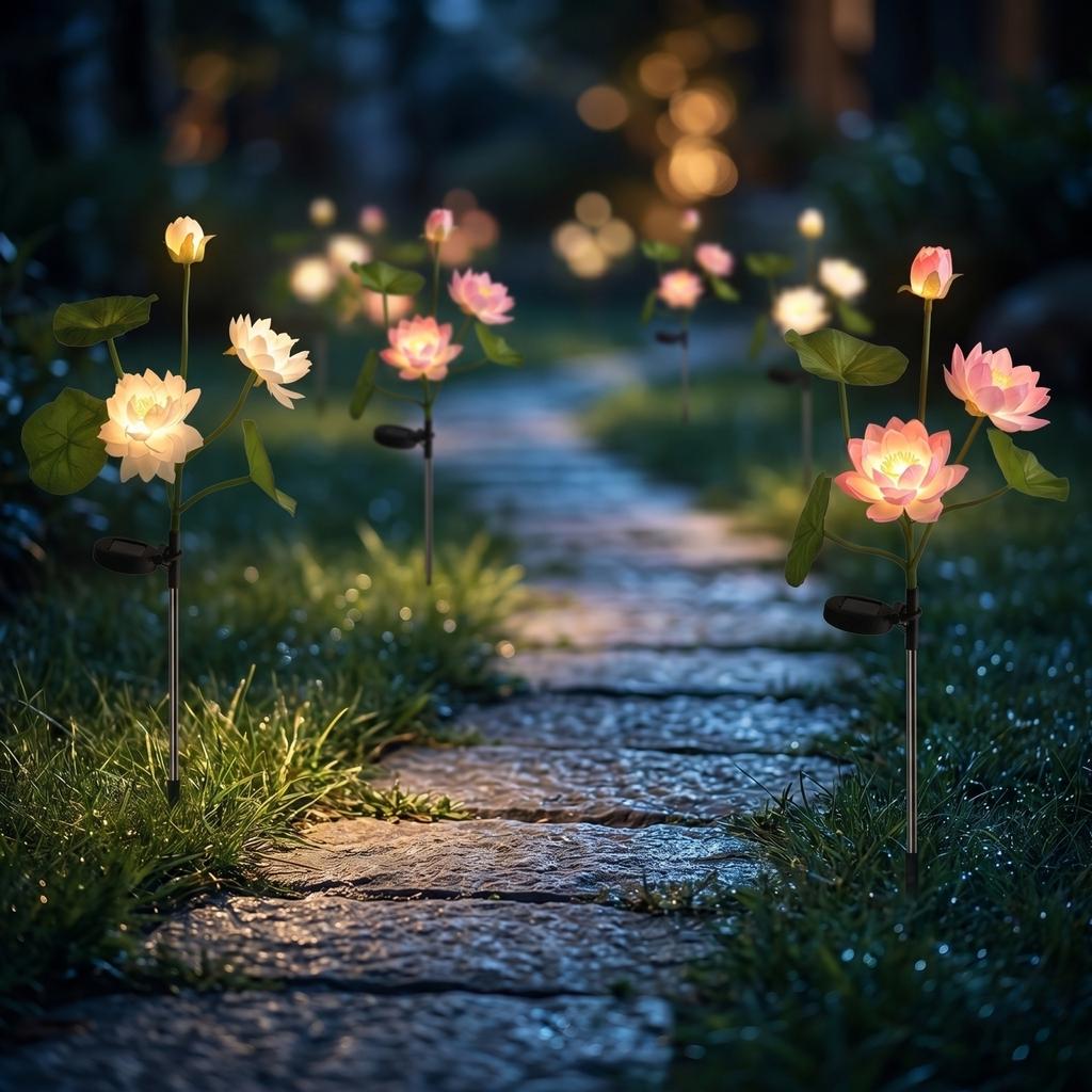 Artificial Flower Garden Light with Faux Flowers - Decorative Indoor Plant Light for Home Decor, Tabletop Shelf Garden, Living Room, and