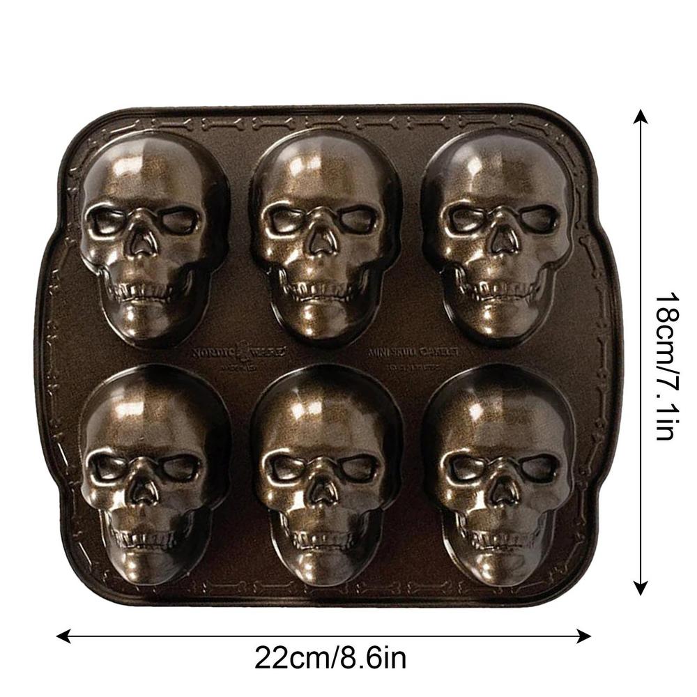 

Halloween Skull Baking Mold 3D Metal DIY Skeleton Cake Mold High Temperature Resistance Aluminum Baking Tray Kitchen Supplies чорний