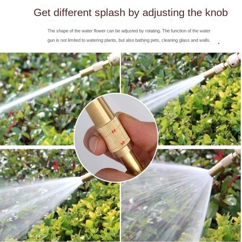 Spray Nozzle Water Gun Brass High Pressure Direct Spray Sprinkler Quick Connector Home Garden Hose Adjustable Gun