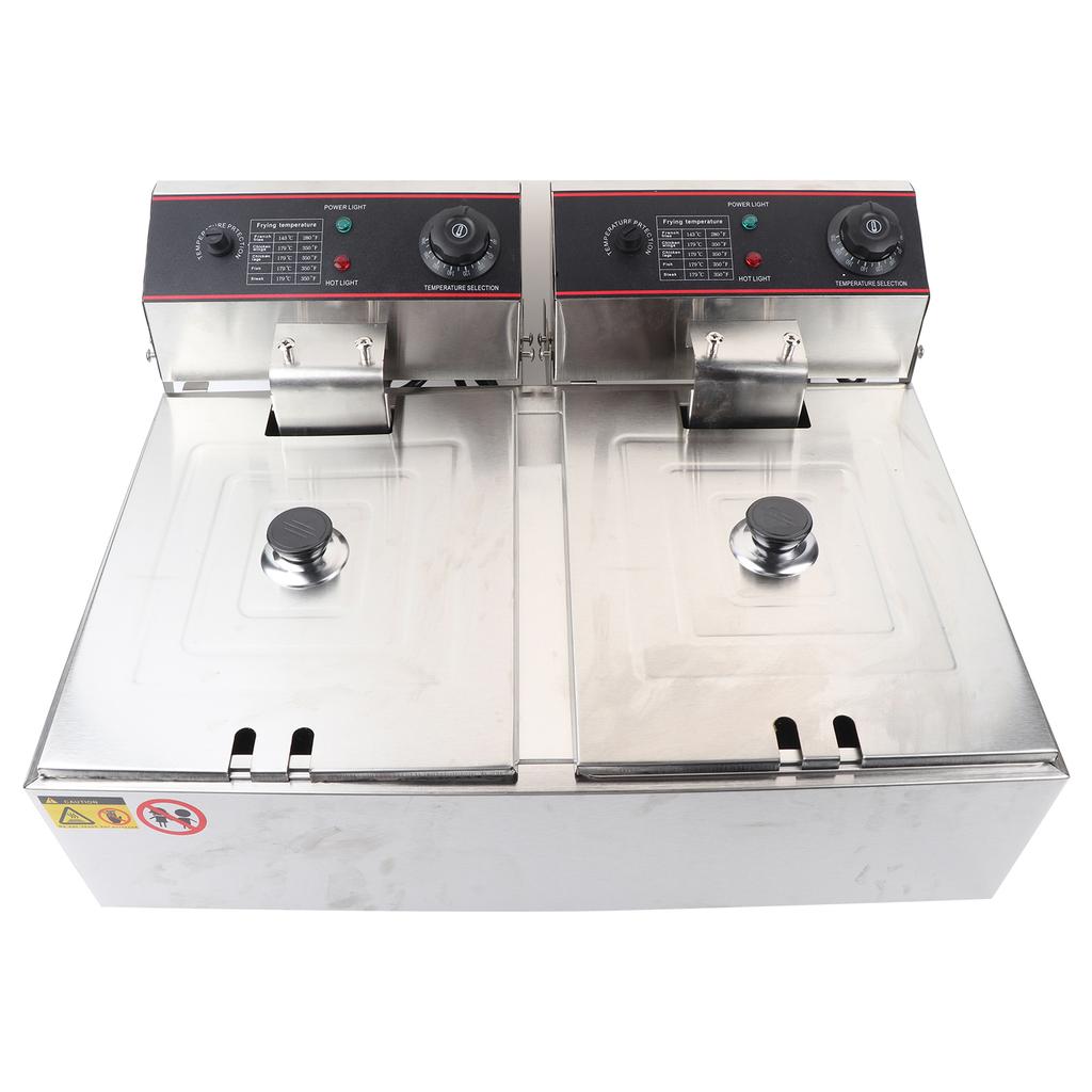 Ticari Profesyonel 12L Paslanmaz Çelik Çift Derin Hazneli Elektrikli Fritöz