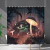 Bathroom Waterproof Curtain Digital Printing Plant Mushroom Shower Curtain Non-Punching Toilet Partition Curtain Shower Cloth