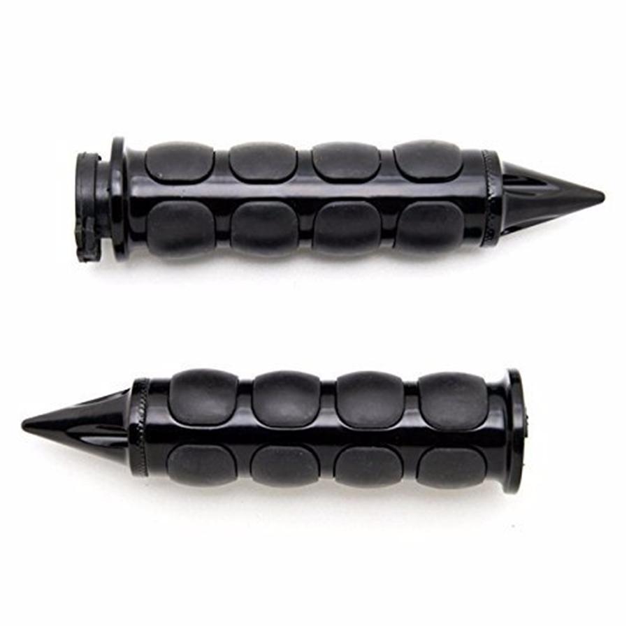 2 Pcs Black Aluminum + Rubber 1'' 25mm Motorcycle Handlebar Hand Grips Throttle