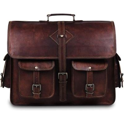 Messenger Shoulder Bag Men's Vintage Laptop 19 Inch Handmade Leather Briefcase