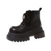 British Style Versatile Shoes Women  Spring Autumn New Style Thick Sole Height Increasing Lace Up Round Toe Single Shoe
