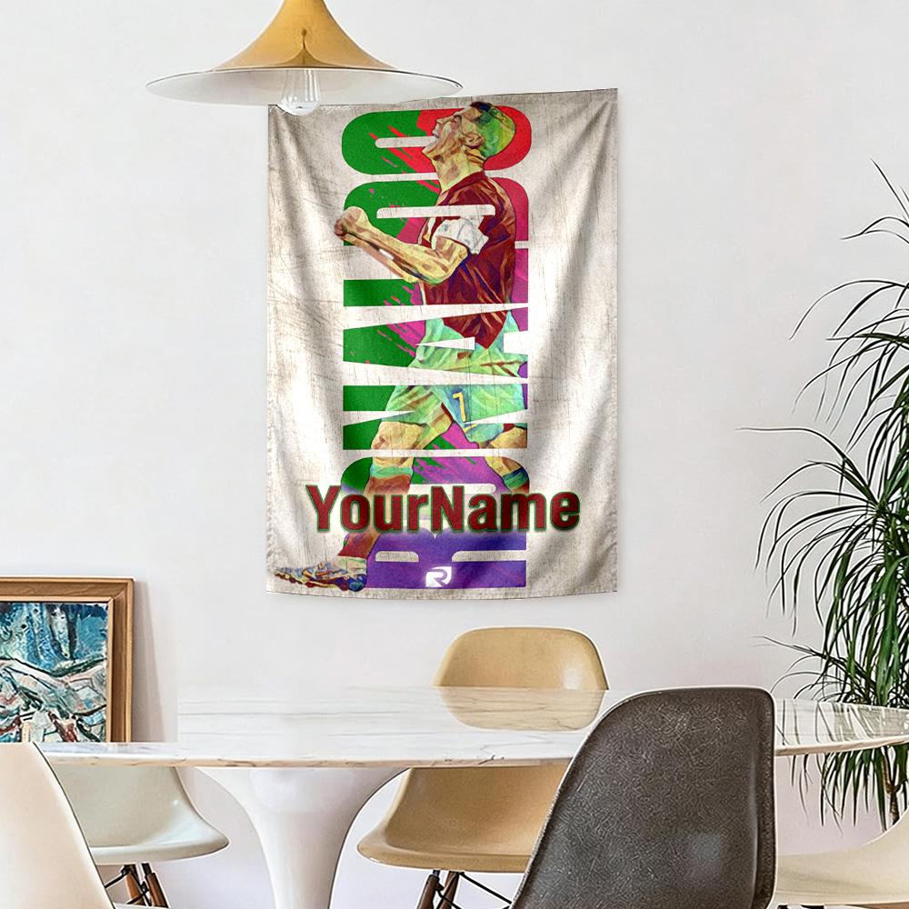 Cristiano Ronaldo Custom Your Name Wall Decor Tapestry Art For Pet Memorial Birthdaywedding Party Backdrop Family Gift