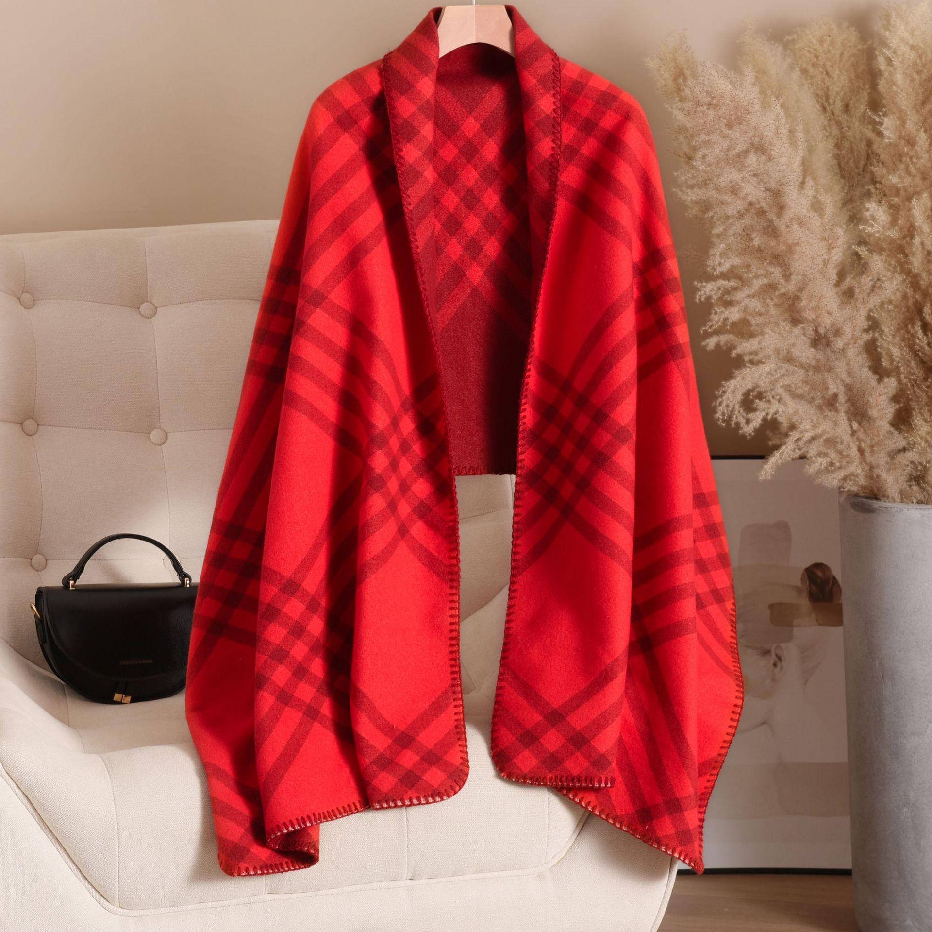 

Новый шарф из шерсти в черно-белую клетку Quanzhixian, женский осенне-зимний высококачественный универсальный шарф из имитации кашемира красный