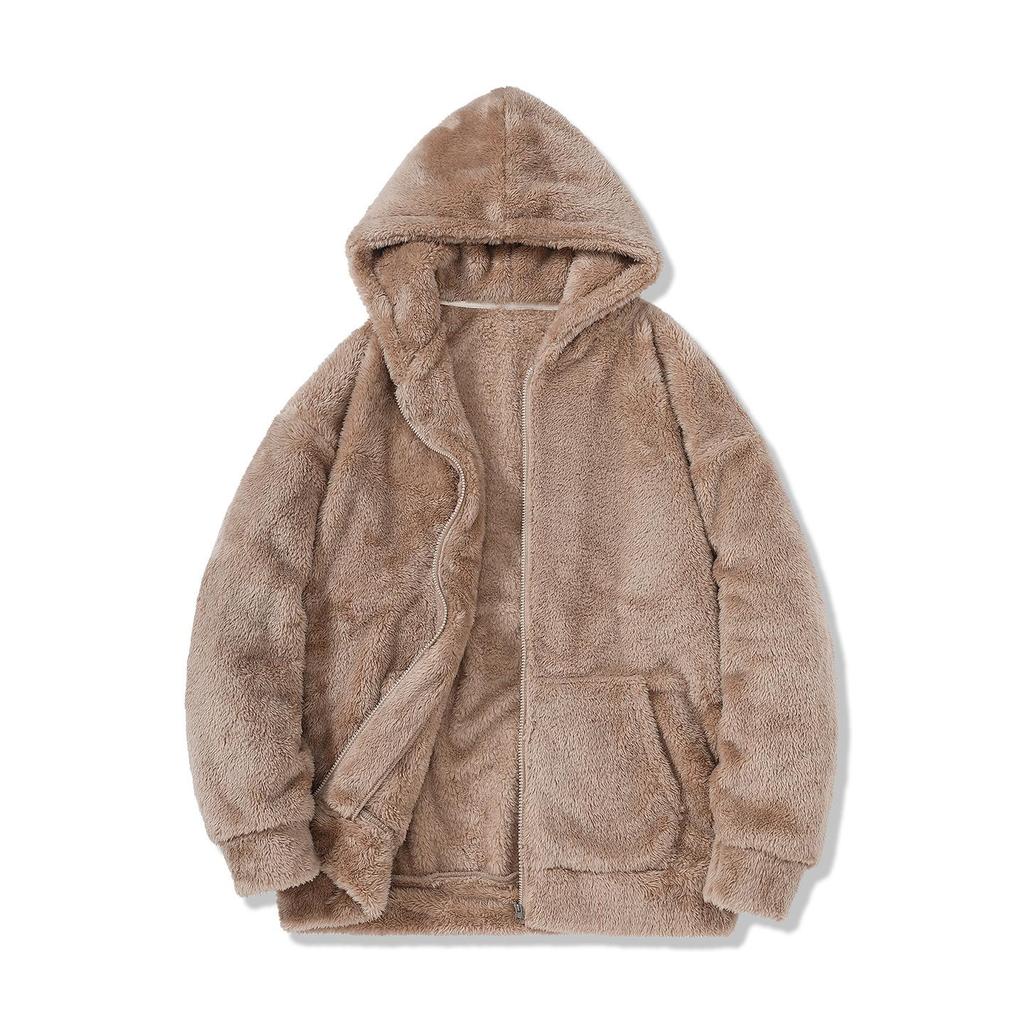 Arctic Velvet Men's Winter Hooded Cardigan - Loose Fit, Warm & Fluffy Style