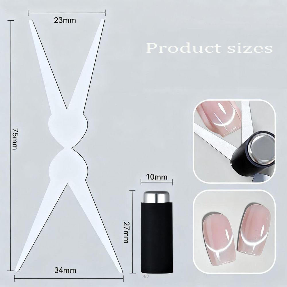 1/2Pc Double-Head French Cat Eye Nail Magnet Set Big Y-shaped 2 In 1 Crescent Moon Cat Eye's Magnet Stick DIY Gel Manicure Tool