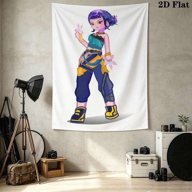 Tapisserie Demon Hunters Kpop Accroche Murale Esthétique Couverture en Tissu Imprimé Tapisseries Décoratives Pour Chambre Salon Décoration de Maison