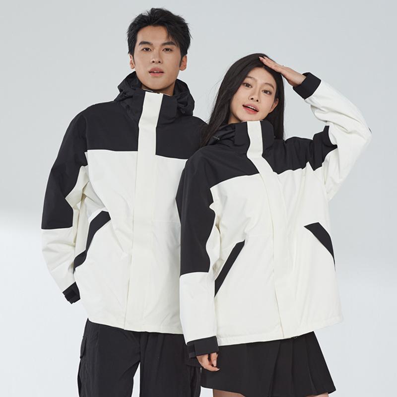 New Outdoor Rubberized Jacket, Two-piece Set for Men and Women, Three-in-one Windproof, Waterproof, Breathable Mountaineering Suit