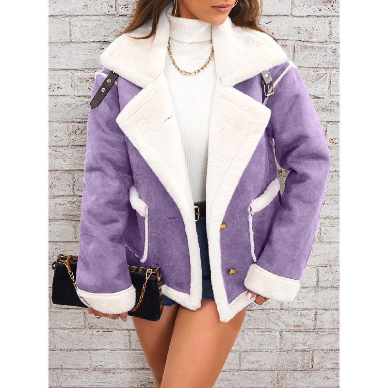 Giacca di Pelliccia Sintetica con Collo a Revers Autunnale e Invernale Nuova Moda Europea e Americana Cappotto Caldo Integrato Pelliccia Donna
