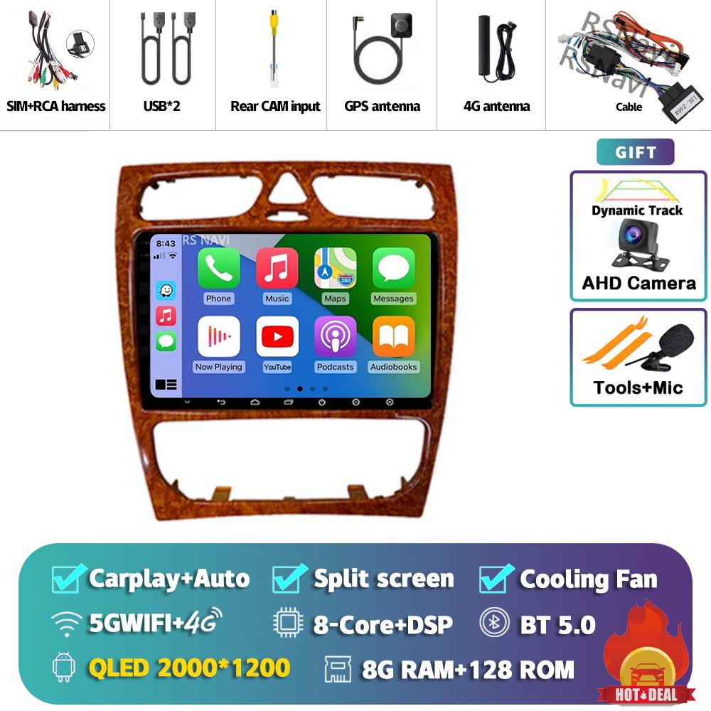 Android 14 Carplay Car Radio  For Benz W209 Multimedia Video Player Navigation GPS Stereo 2Din DVD 360 Camera Head Unit 4G+Wifi