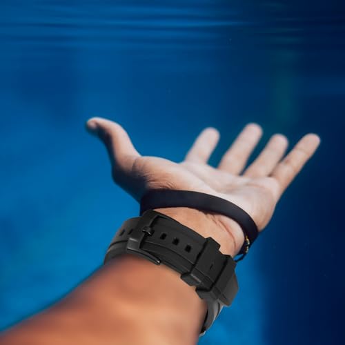 [WOCCI] Fluororubber Watch Band 20mm Silicone Watch Strap Luxury Watch Rubber Strap Quick Release Black/Silver Buckle