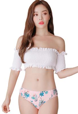 Body Off Bikini Cute Popular Mom Online Small Large Ethnic 1847 [Aunii] Women's Swimsuit, Covering, Shoulder, Shirring, Set, Swimsuit, Swimsuit,