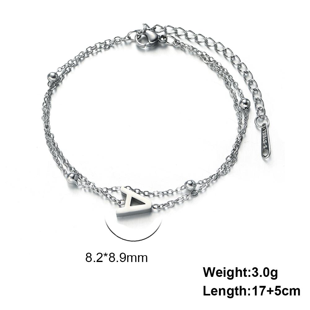 Dreamtimes 26 Alphabet Letter Charm Bracelet Silver Color Chain Initial Bracelets For Women Jewelry Adjustable Birthday Gift