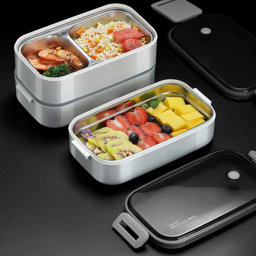 Compartments Food Container Microwavable Food Storage Box Portable 2 Layer Lunch Box  Worker