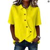 Casual Solid Color Cotton Short Sleeve Shirt For Women With Asymmetric Design For Office Wear