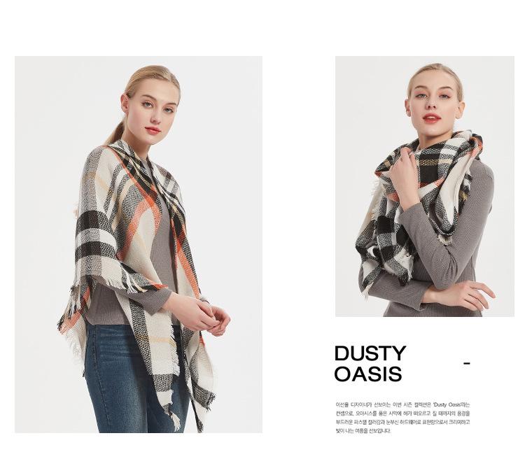 Sciarpa a scialle triangolare a quadri in finto cachemire stile europeo americano - Scaldacollo alla moda versatile per primavera, autunno, inverno