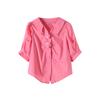 Design sense niche polo collar pleated bubble sleeve shirt 2025 summer new temperament slim top women