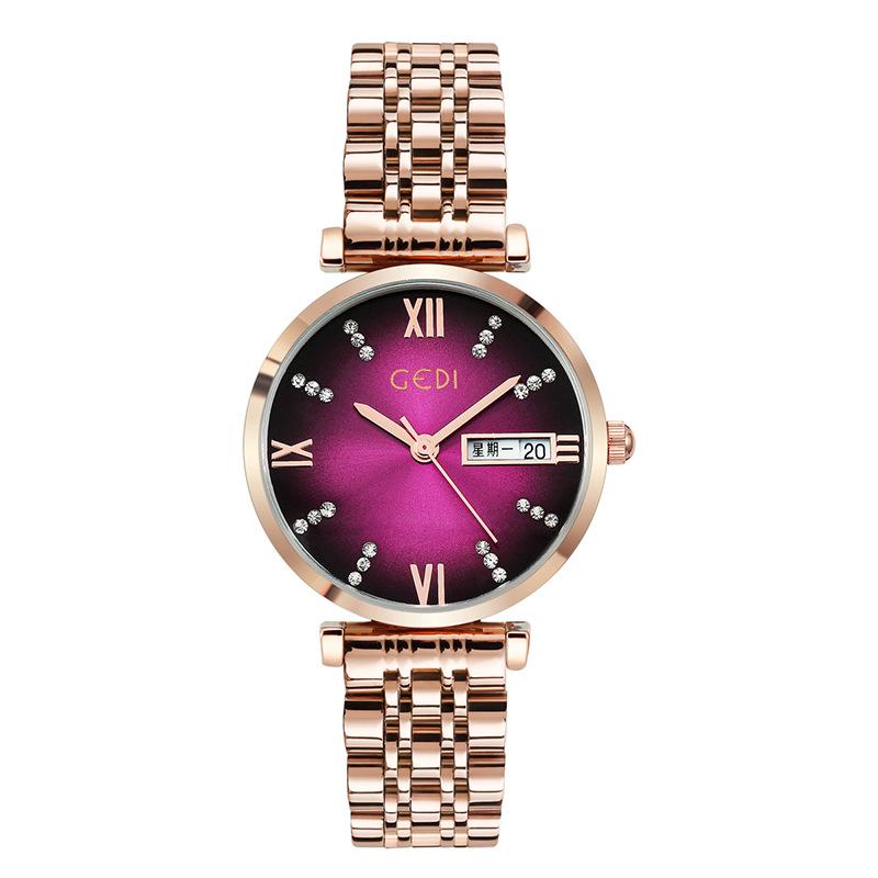 Light Luxury Not Steel Belt Women'S Watch Ultra-Thin Design Double Calendar Advanced Sense Waterproof Quartz Watch