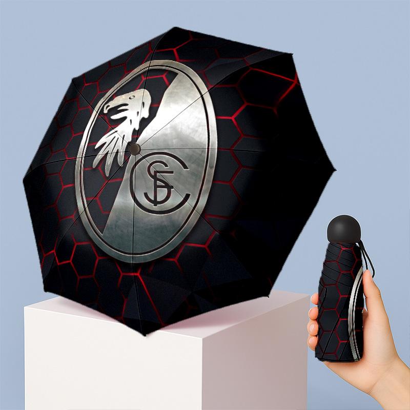SC Freiburg FC Mini 5 Fold Pocket Umbrella Compact Lightweight Anti UV Rain Sun Protection Umbrella Portable Travel Umbrella