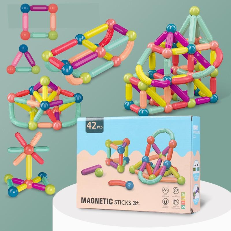 Magnetic Building Blocks Construction Toy Set For Kids 64pcs/12pcs Christmas Gift For Boys And Girls Abs Material Colorful Shapes Logical Thinking